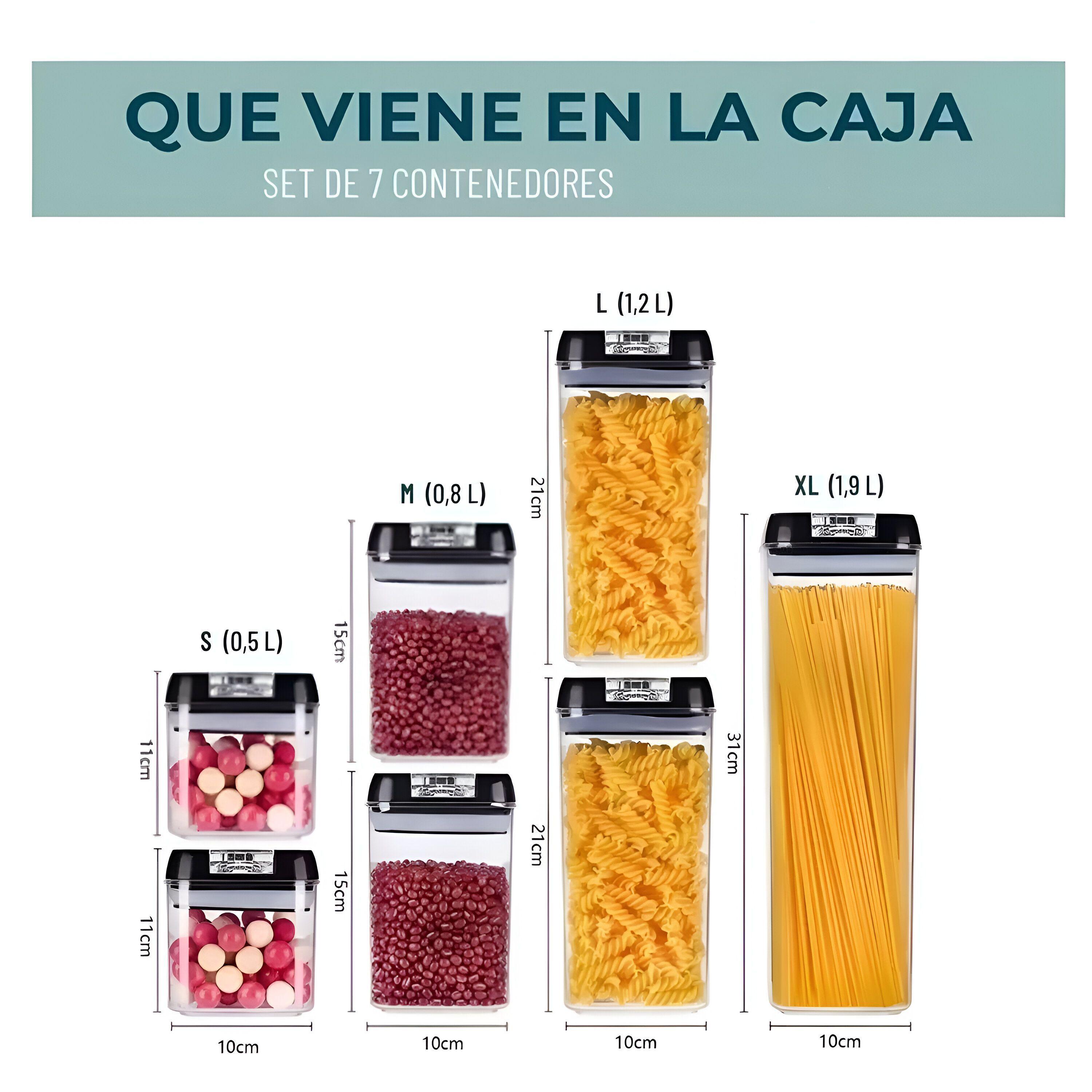 Set De 7 Contenedores Hermeticos De Plastico Cocina Despensa-4
