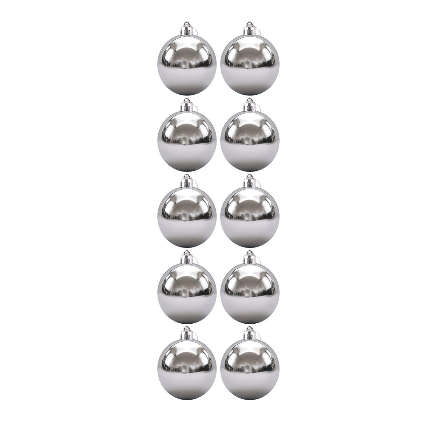 Set 10 Bambalinas Navideñas 6cm Plateado Adorno Navidad-0