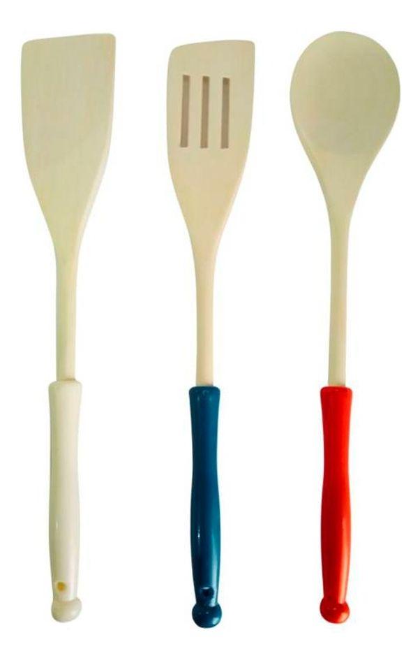 Set 3 Utensilios de Cocina 31 cm Bambu Bamboo Mango Plastico-0