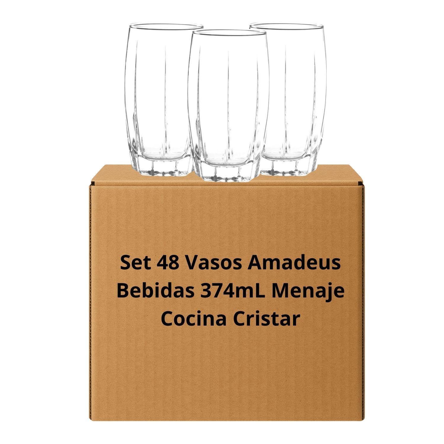 Set 48 Vasos Amadeus Bebidas 374mL Menaje Cocina Cristar-0