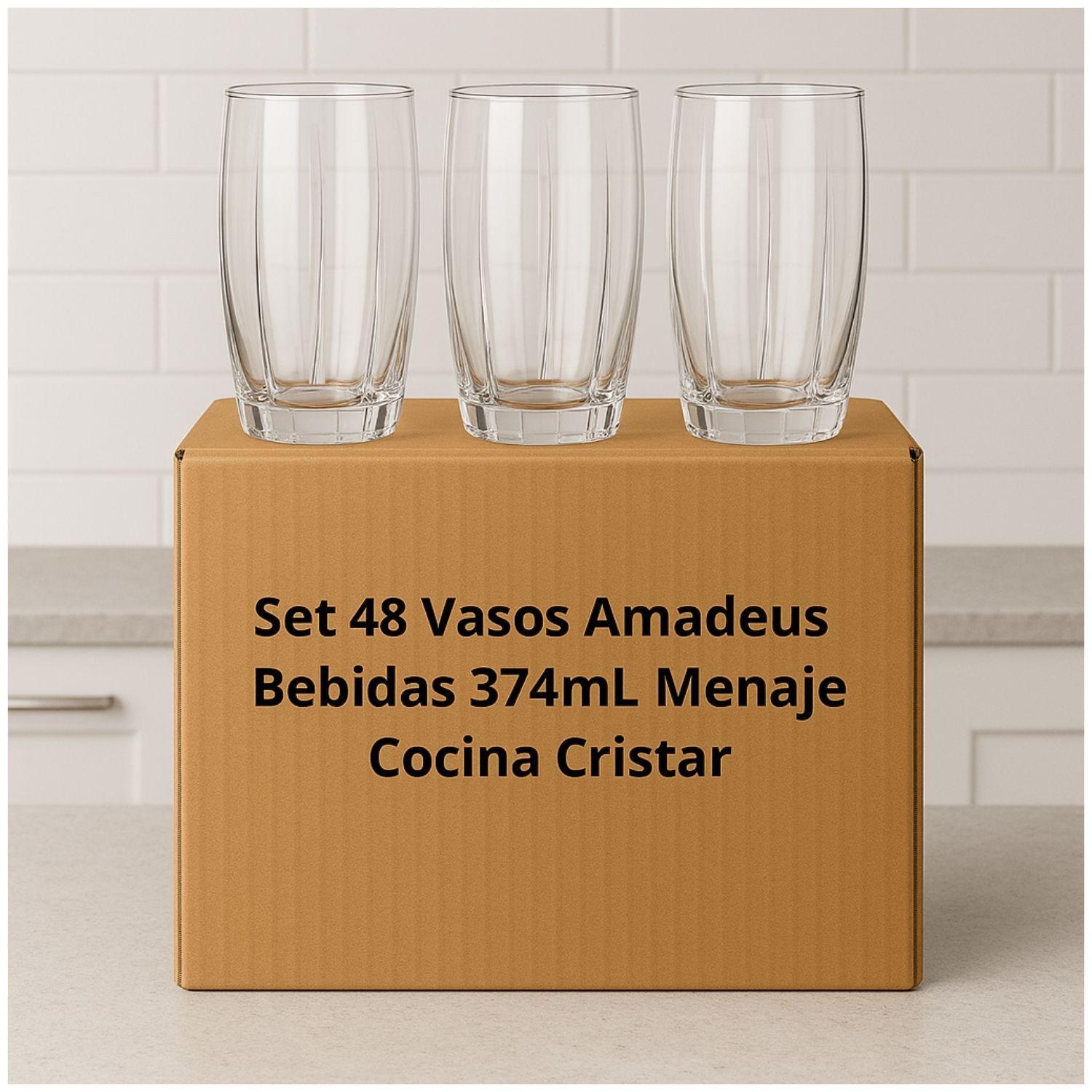 Set 48 Vasos Amadeus Bebidas 374mL Menaje Cocina Cristar-1