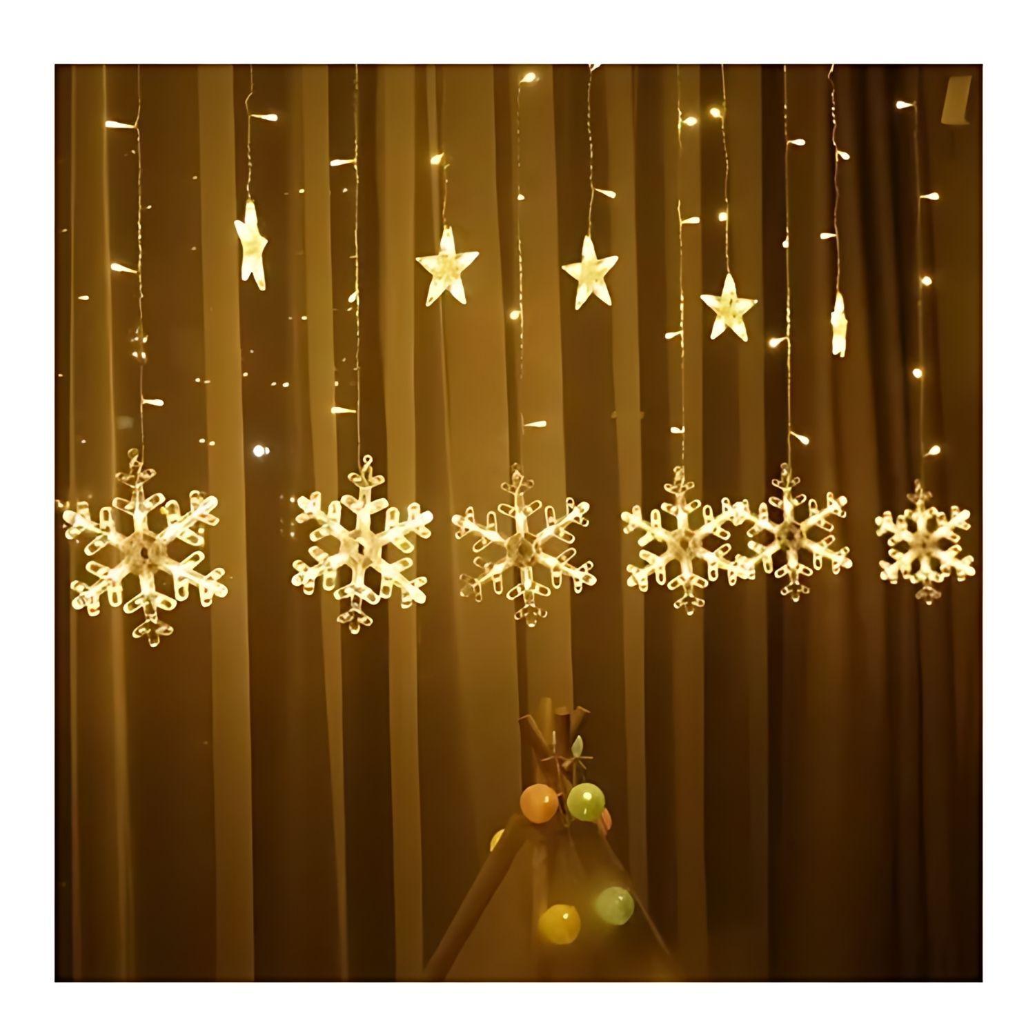 Luces Guirnalda Copo De Nieve Decoración Navideña Calida-2