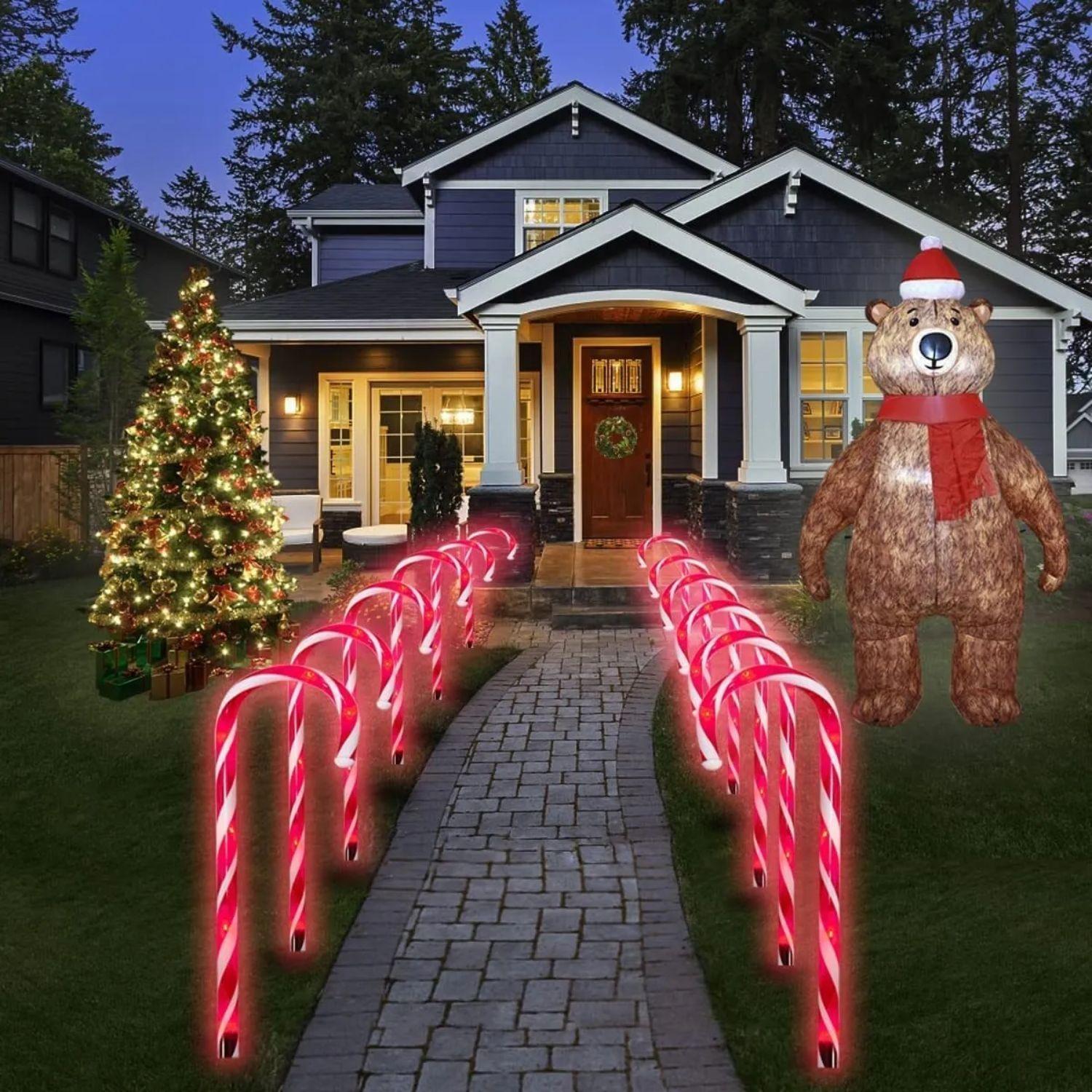 Set 20 Luces Navidad Bastones Led Estaca Solar Decorativas-2