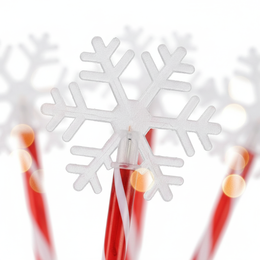Set 5 Estacas Solares Navidad Copo Nieve LED Jardín 25cm-3