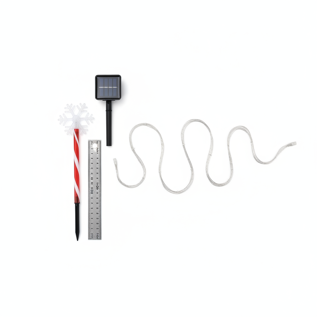 Set 5 Estacas Solares Navidad Copo Nieve LED Jardín 25cm-4