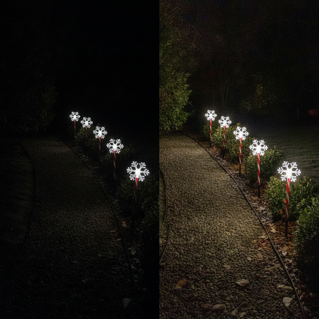 Set 5 Estacas Solares Navidad Copo Nieve LED Jardín 25cm-8