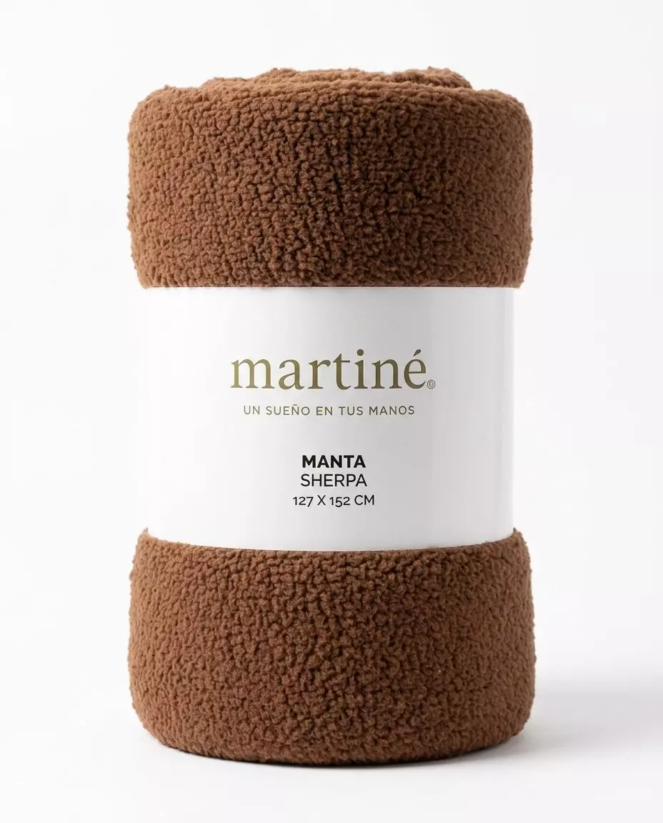 Manta Polar Sherpa Martine 127x152 Cm Cafe Suave-0