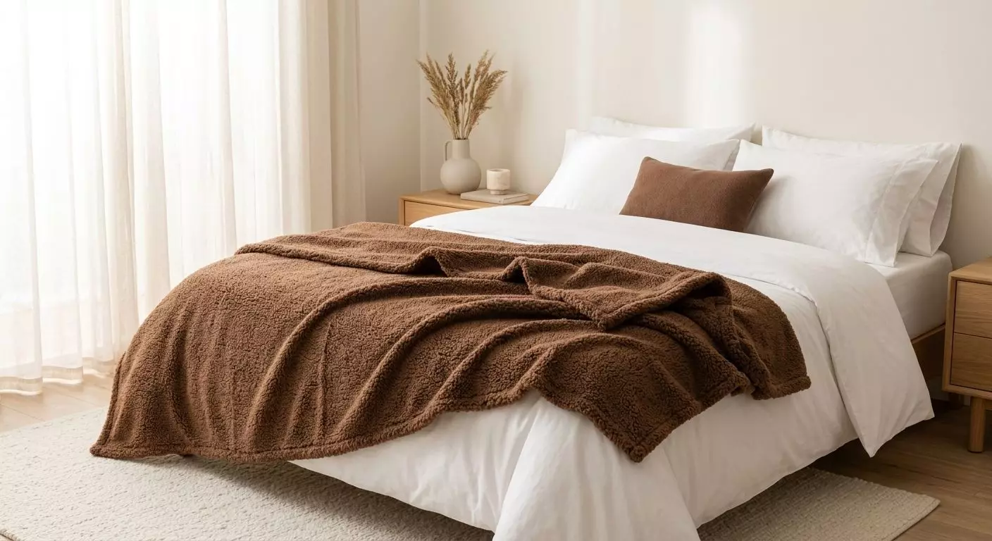 Manta Polar Sherpa Martine 127x152 Cm Cafe Suave-2