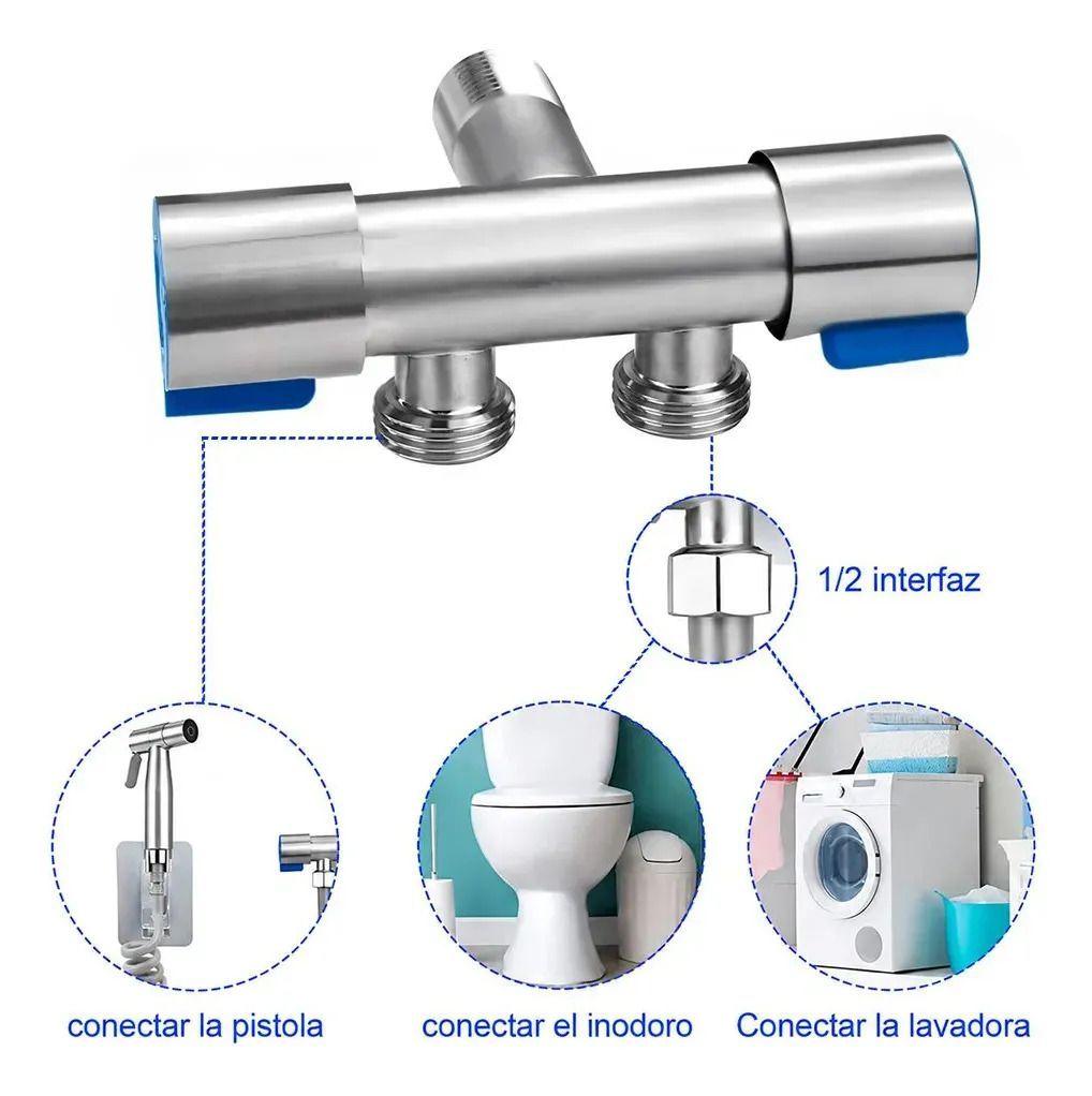 Ducha Bidet Árabe Kit Completo Inodoro Acero Inoxidable Gris-2