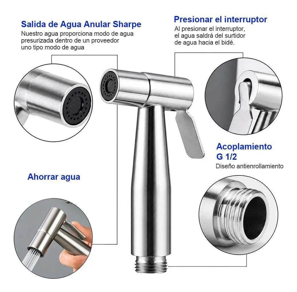 Ducha Bidet Árabe Kit Completo Inodoro Acero Inoxidable Gris-5