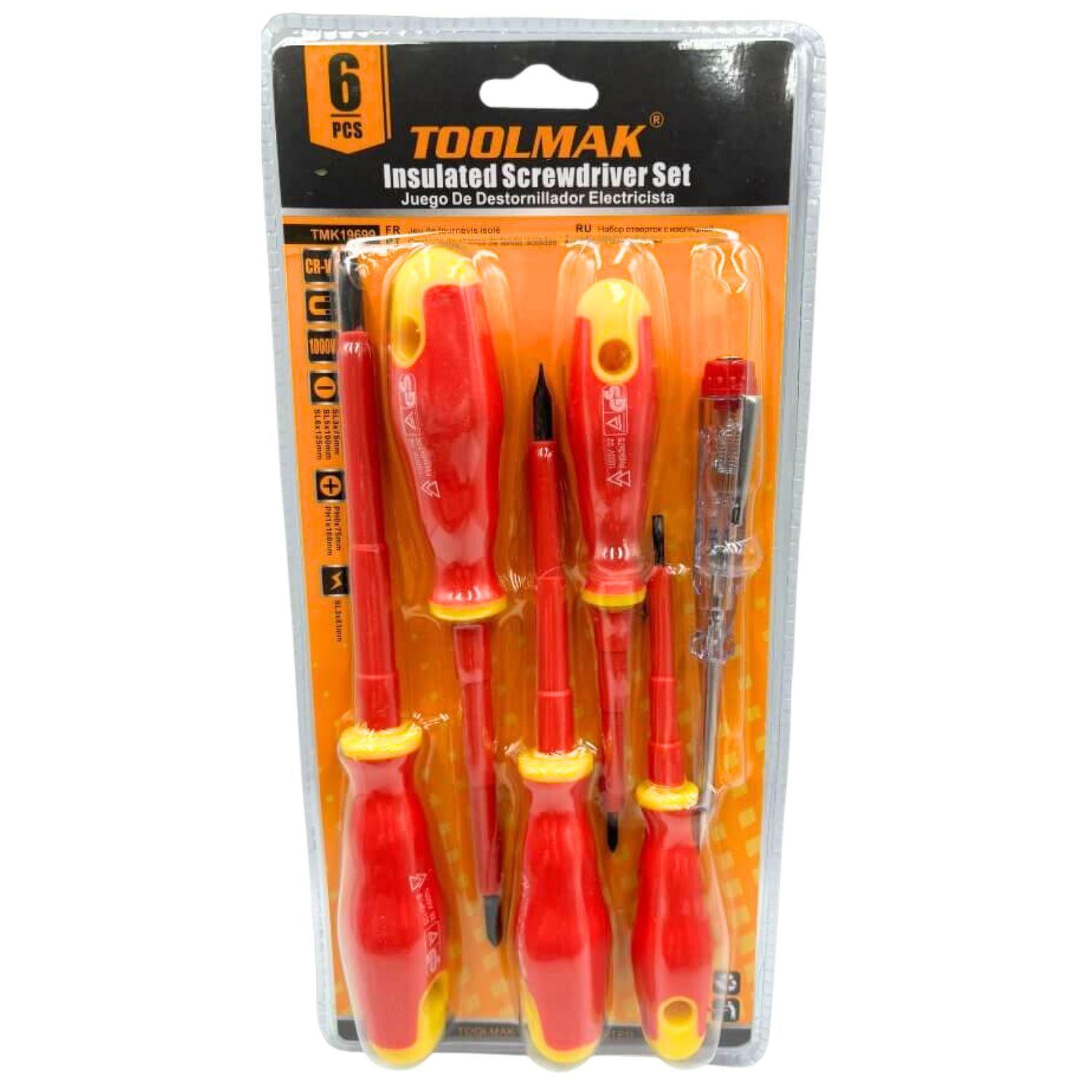 Set Juego Destornillador Electricistas 6 Pzas Herramienta Ferreteria-2