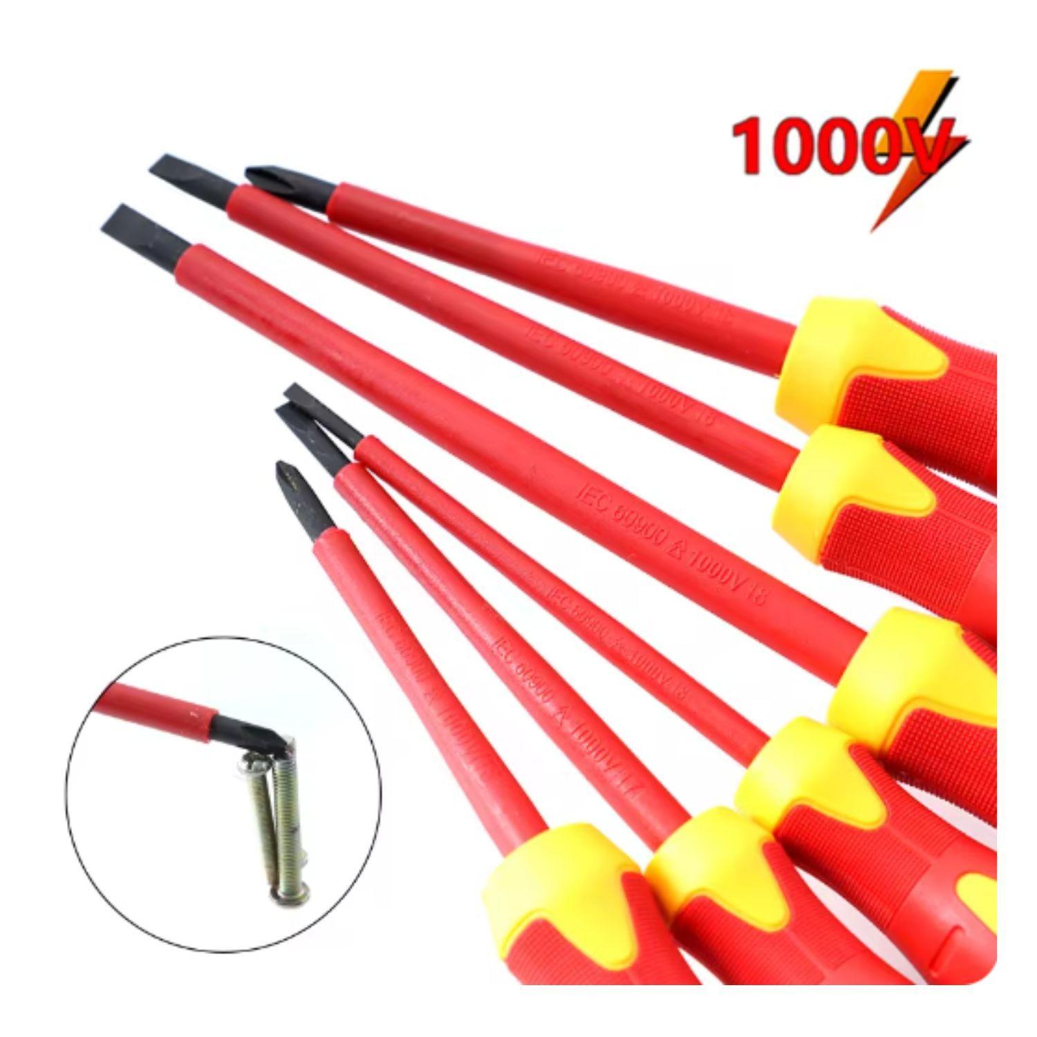 Set Juego Destornillador Electricistas 6 Pzas Herramienta Ferreteria-3