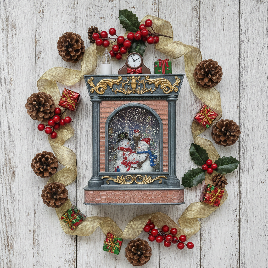 Adorno Navideño Chimenea Muñecos Nieve Musical  Usb Brillo-6