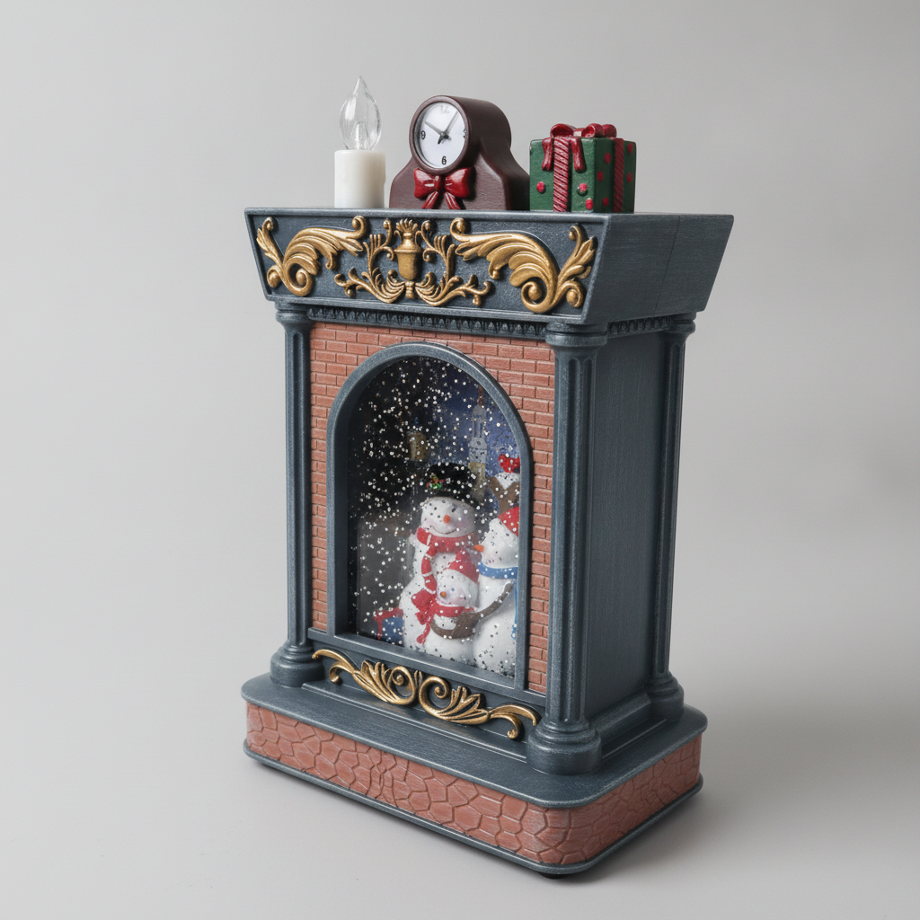 Adorno Navideño Chimenea Muñecos Nieve Musical  Usb Brillo-7