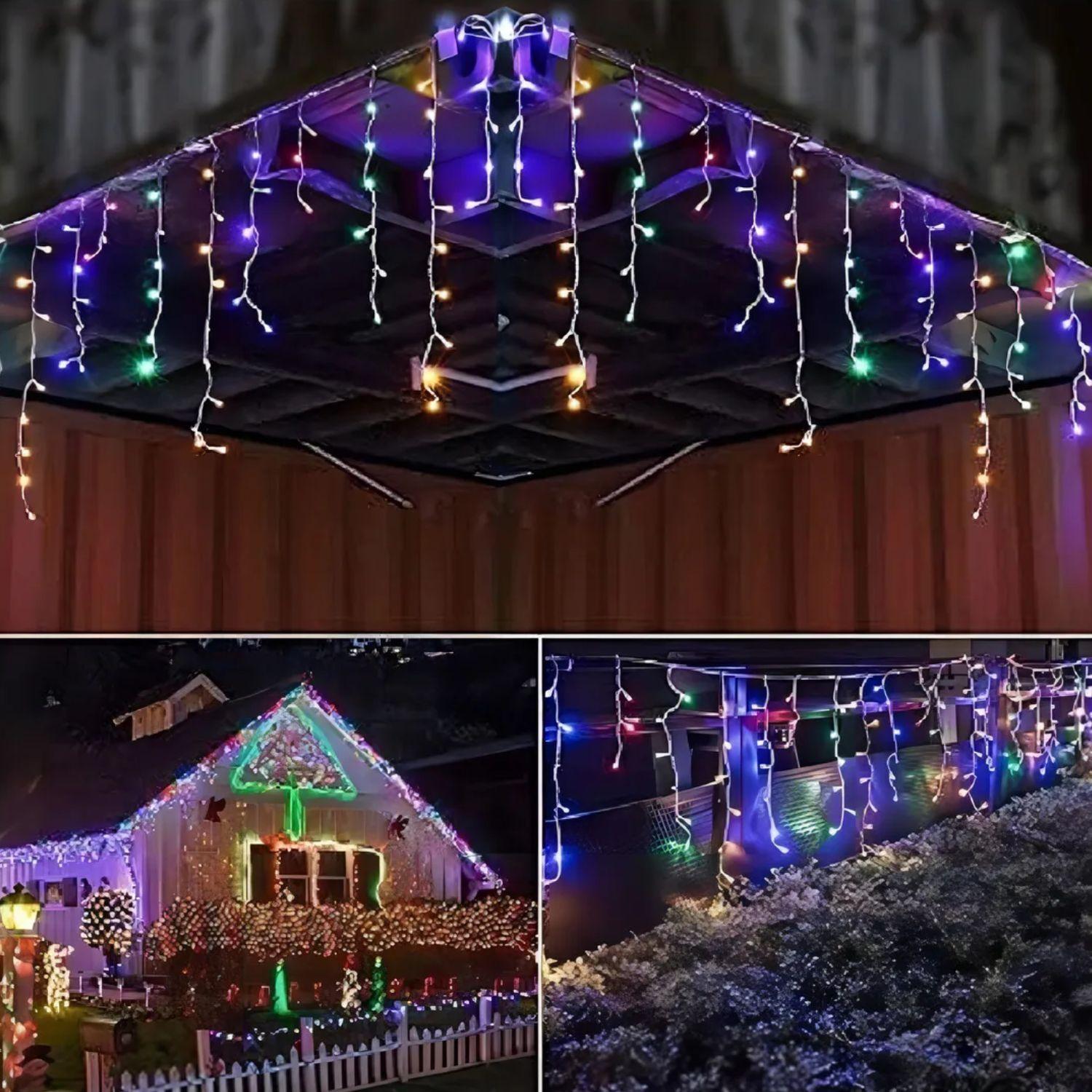 Luces Navidad Solar Cascada 144 Led 3M RGB Decoracion Hogar-1