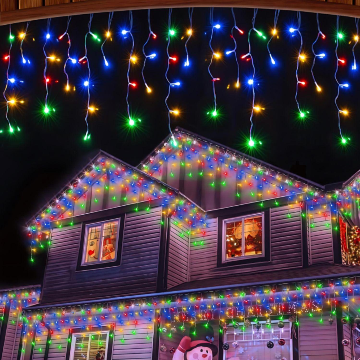 Luces Navidad Solar Cascada 144 Led 3M RGB Decoracion Hogar-2