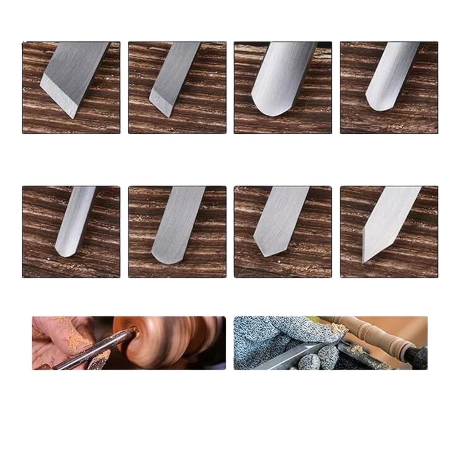 Set 10 Gubias Profesional Acero Mango Madera Para Torno-2