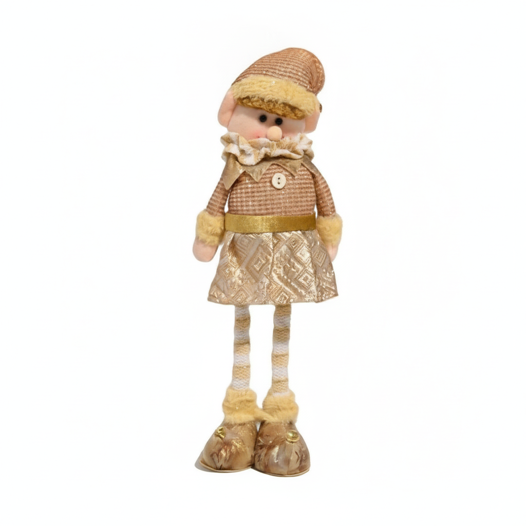Duende Navideño De Pie 45cm Muñeco Decoración Navidad Dorado-0
