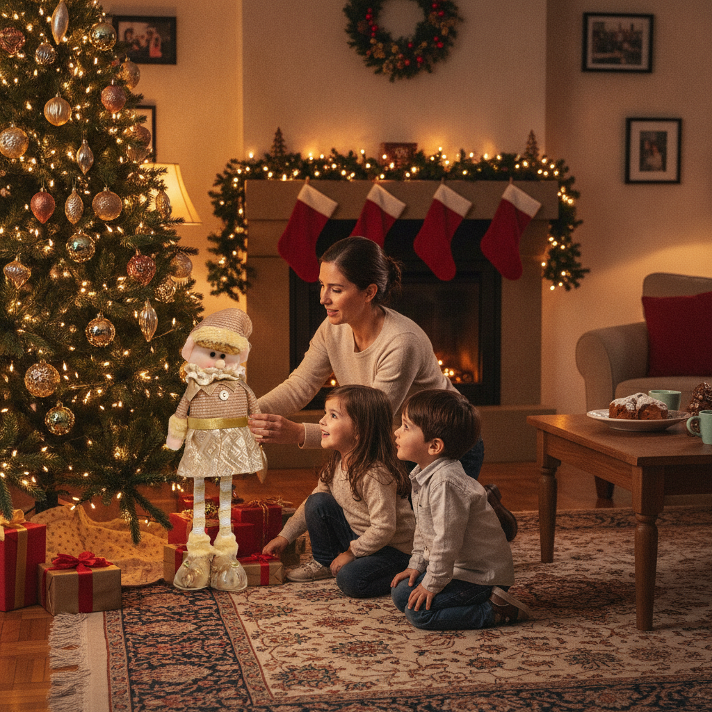 Duende Navideño De Pie 45cm Muñeco Decoración Navidad Dorado-2