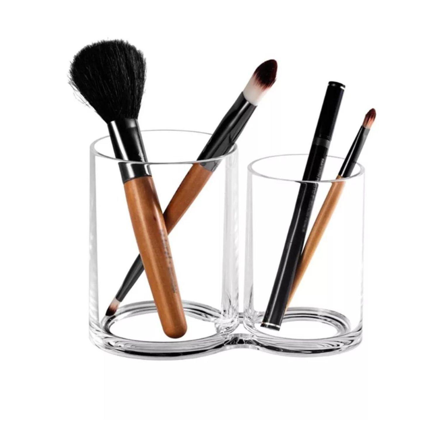Organizador Maquillajes Cilindrico Doble Brochas 15cm-2