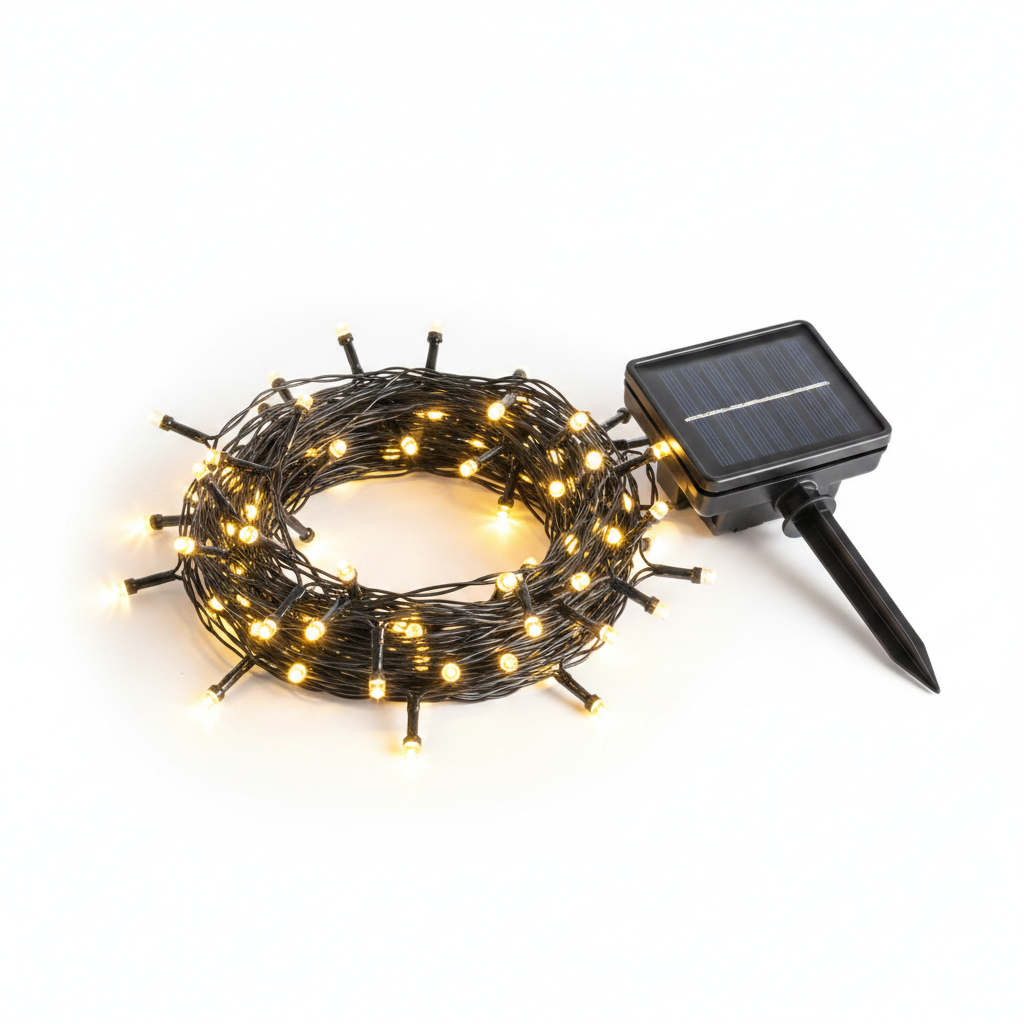 Guirnalda Solar 100 Luces Led 12m Luz Cálida Jardín Árbol-6