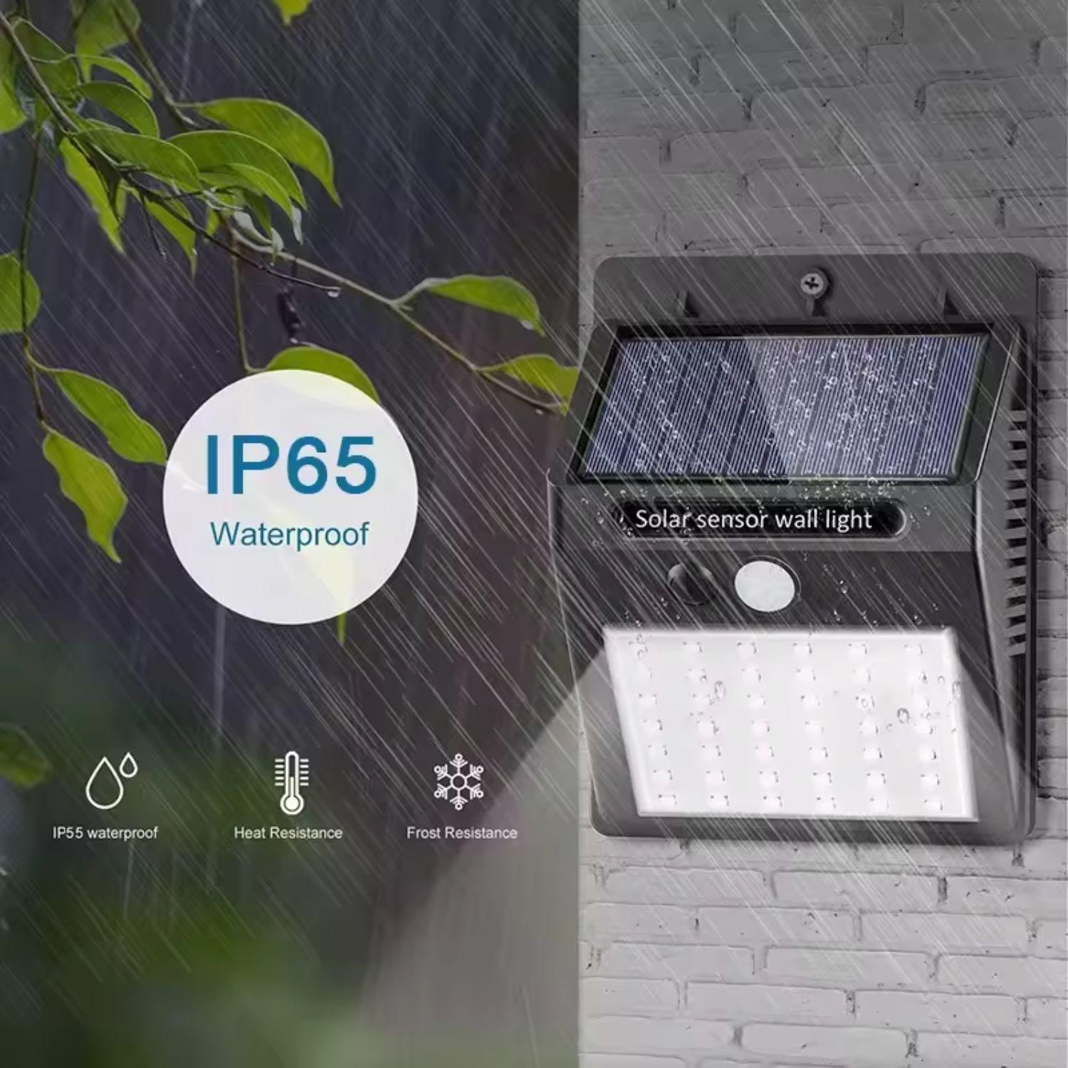 Luz Solar Led Pared 48 Leds 12cm Color Negro Eficiente-3