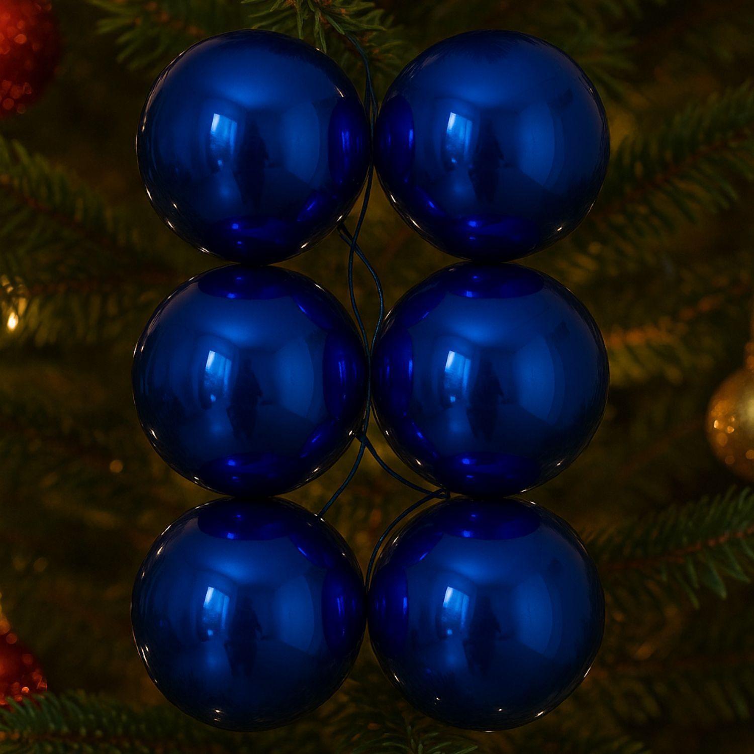 6 Esferas Navideñas Bambalinas 4cm Adorno Azul Decoracion-2