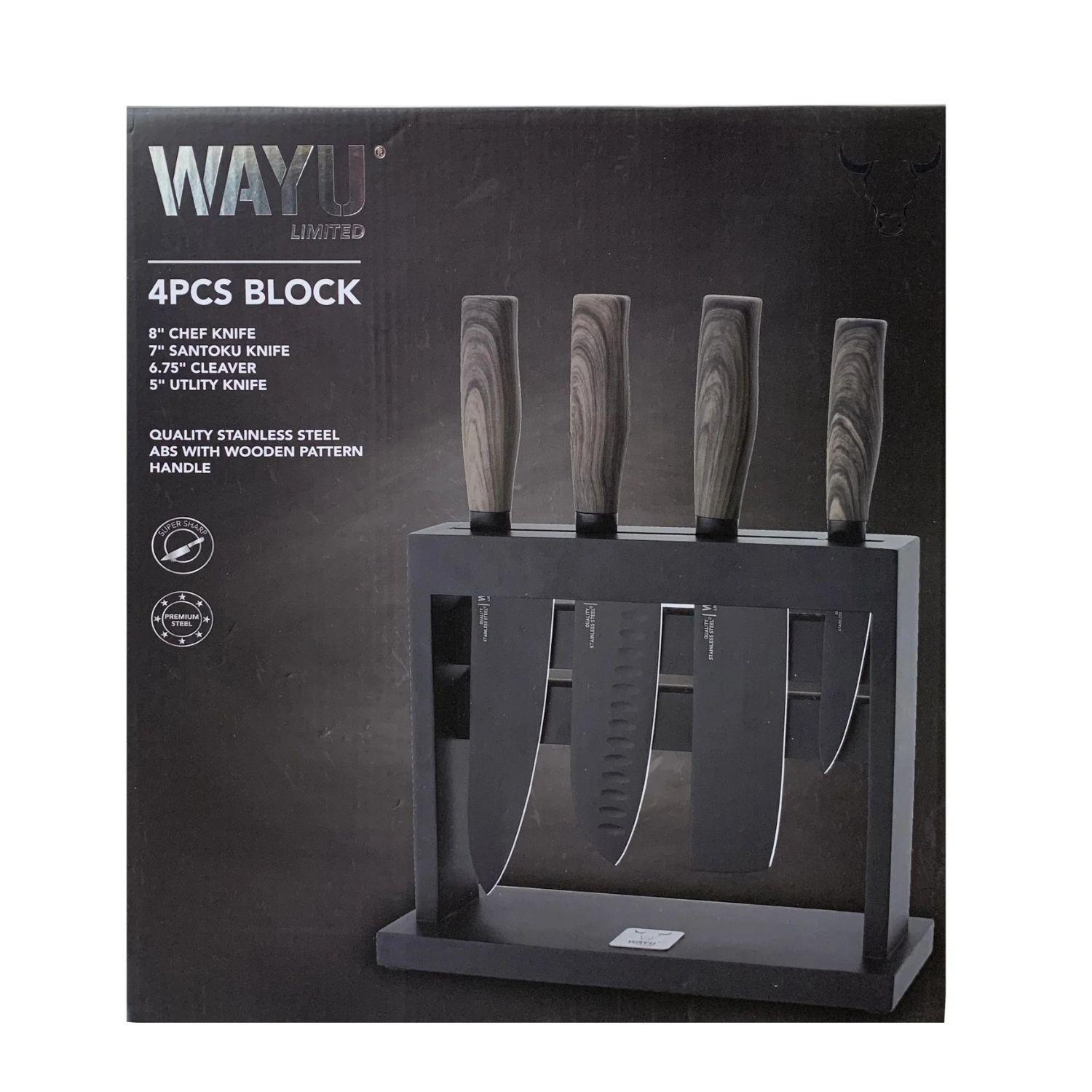 Conjunto De Cuchillos Acero Taco 4 Pcs Wayu Negro-3