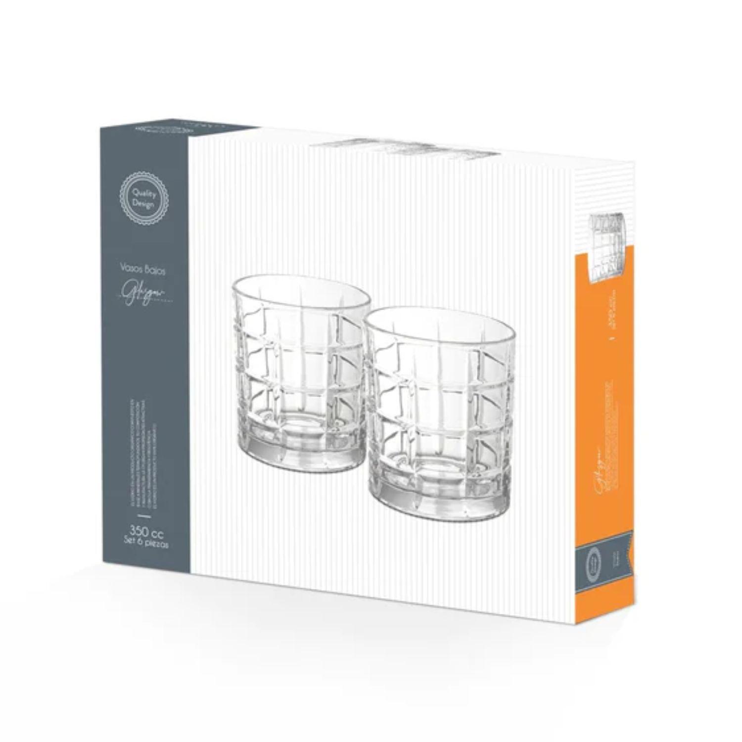 Set De 6 Vasos Bajos 350mL Modelo Glasgow Jugos Bebidas-3