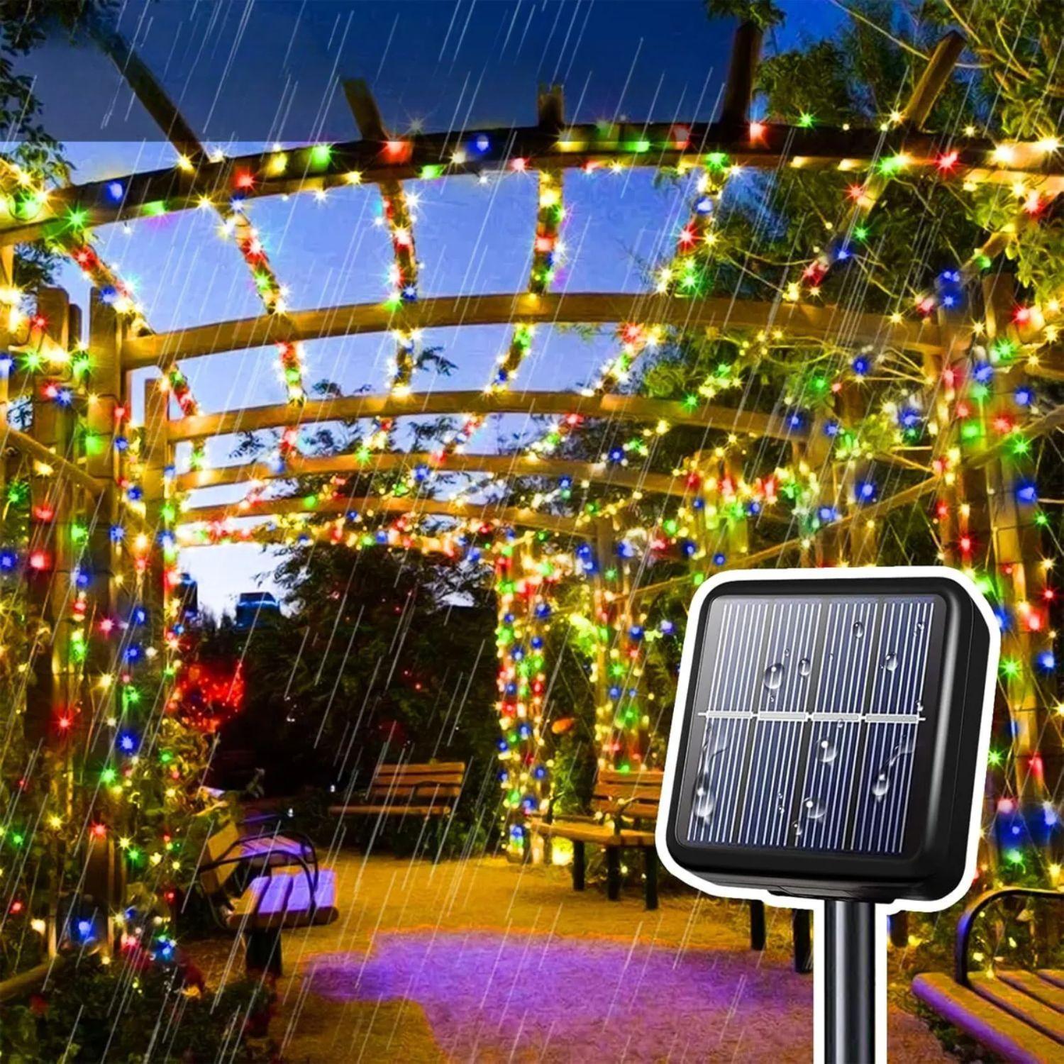 Set 3 Luces Guirnalda Navidad Solar 200 Led RGB 20M Hogar-2