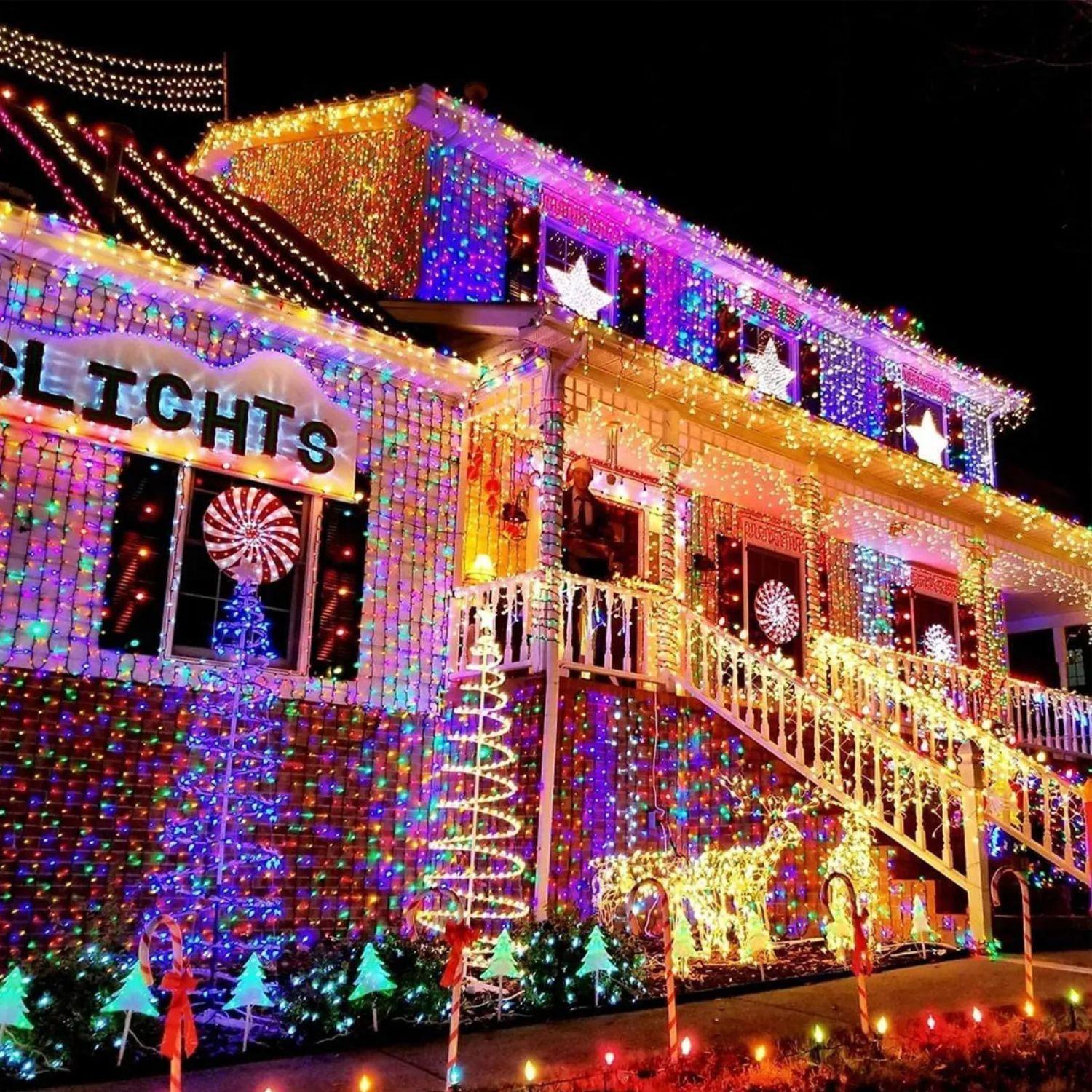 Set 3 Luces Guirnalda Navidad Solar 200 Led RGB 20M Hogar-3