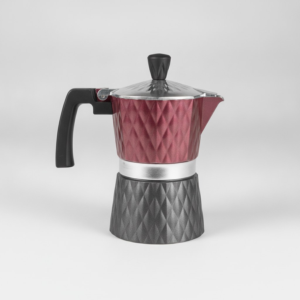 Cafetera Moka 3 Tazas Acero Inoxidable Greca Mango Negro-0