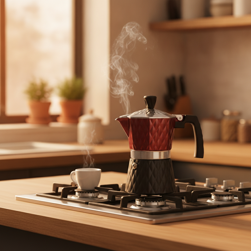 Cafetera Moka 3 Tazas Acero Inoxidable Greca Mango Negro-4