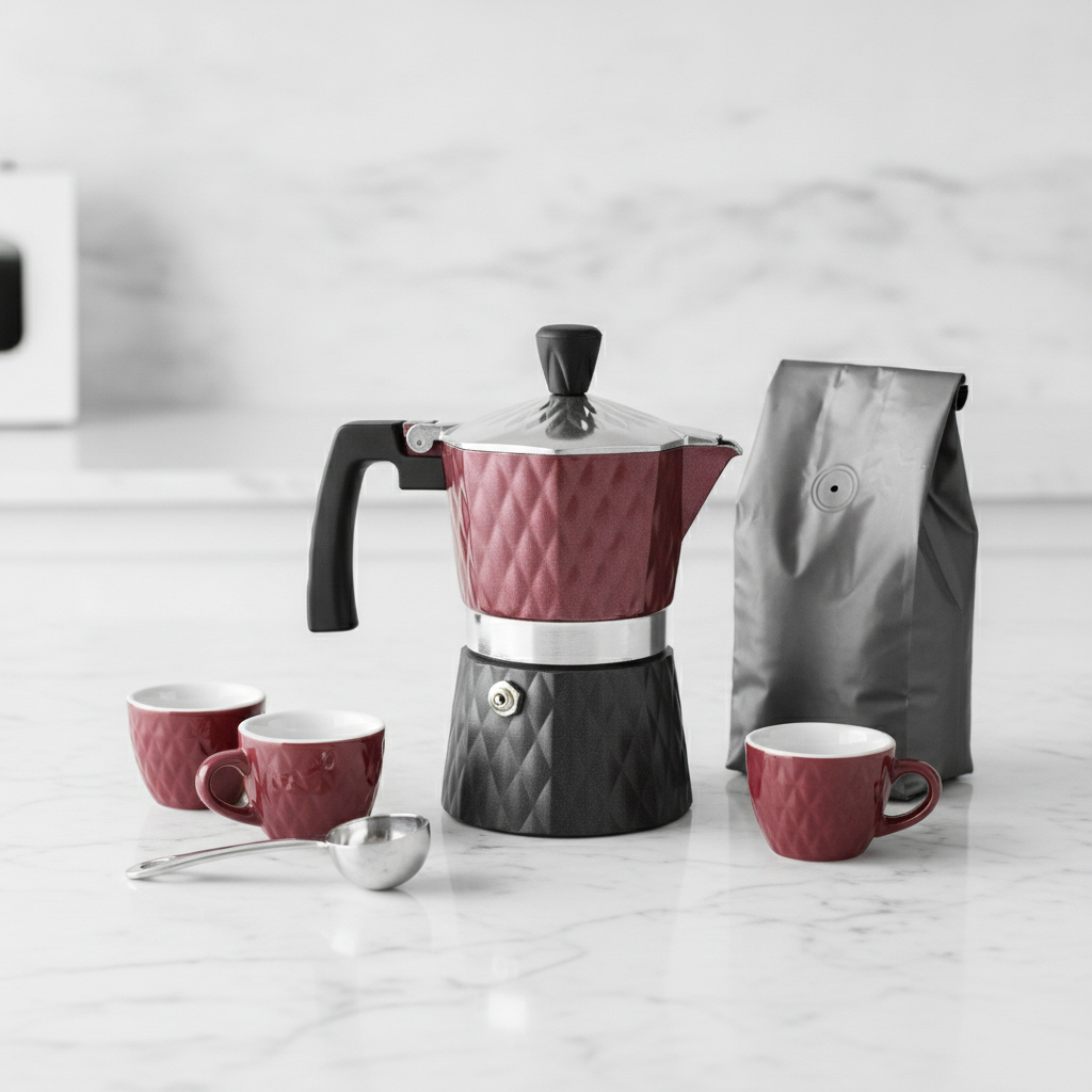 Cafetera Moka 3 Tazas Acero Inoxidable Greca Mango Negro-7