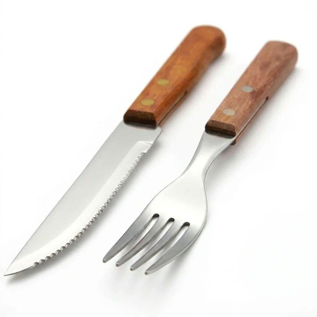 Set Asado 25 Piezas Tabla Bambú 12 Cuchillos 12 Tenedores-2