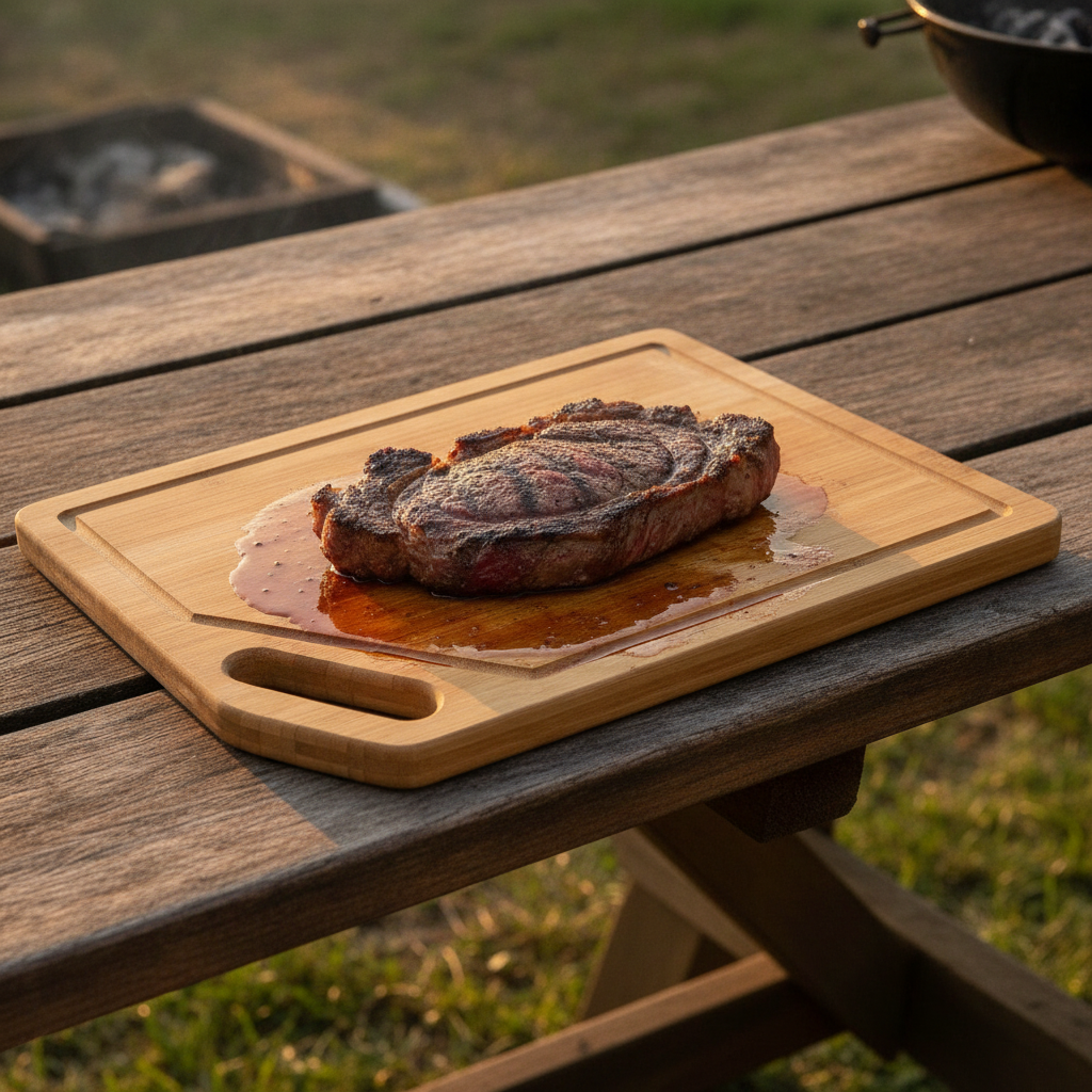 Set Asado 25 Piezas Tabla Bambú 12 Cuchillos 12 Tenedores-3