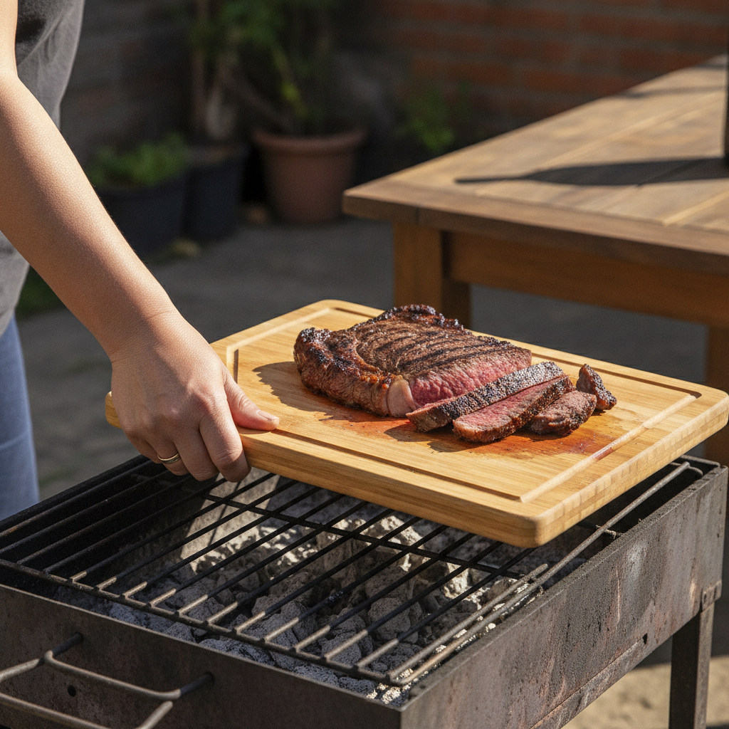 Set Asado 25 Piezas Tabla Bambú 12 Cuchillos 12 Tenedores-4