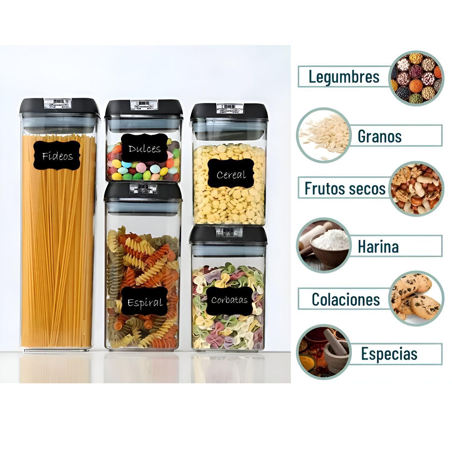 Set 7 Contenedores Cocina Despensa para Alimentos Alta Calidad-2