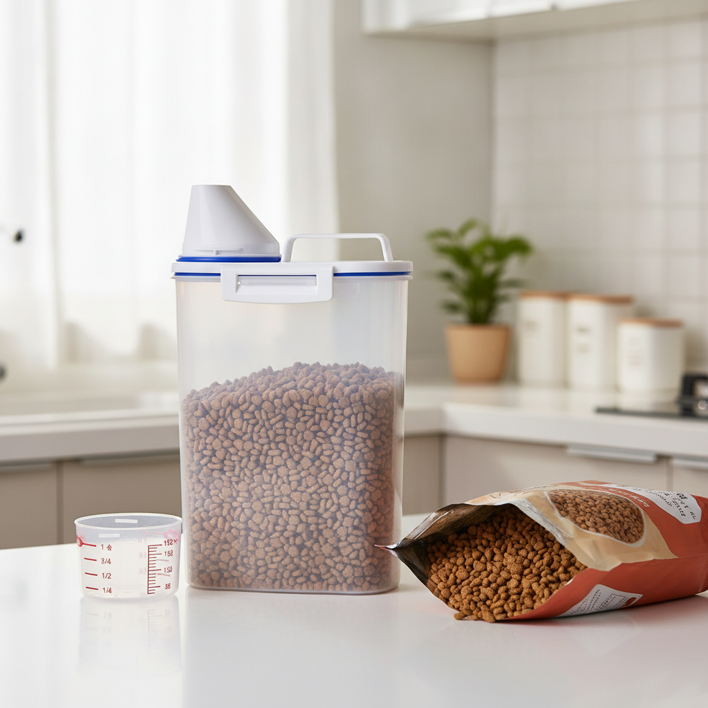 Recipiente Hermético Comida Mascotas 2 Litros Taza Medidora-2