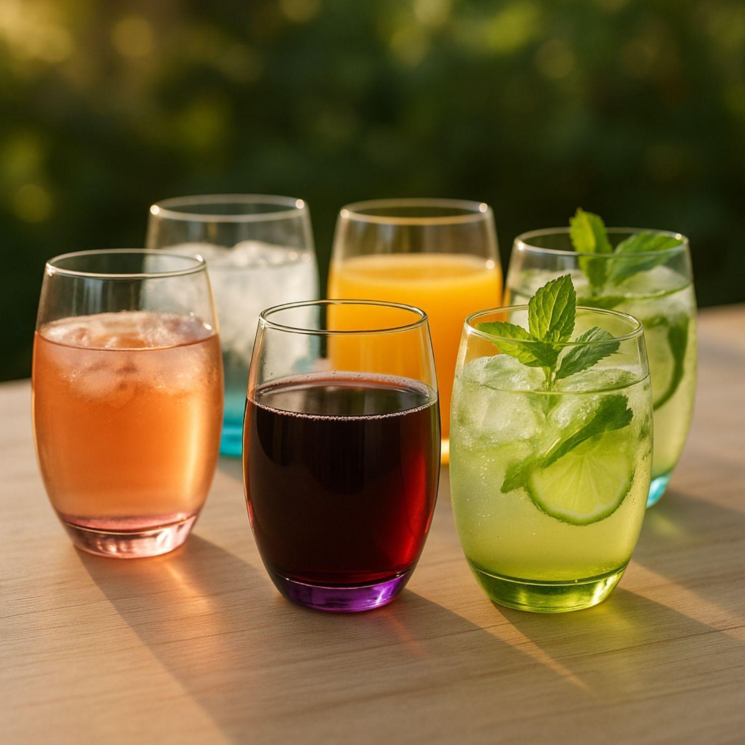 Set 24 Copas Vasos Cristar Fondo Color Fiestas Celebracion-2