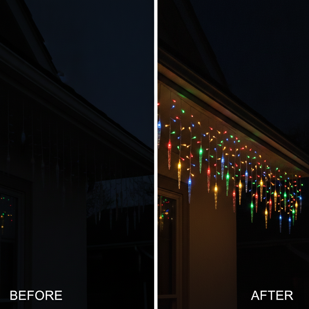 Cortina Luces Solar 3m 100 LED Multicolor Carámbano Navidad-2