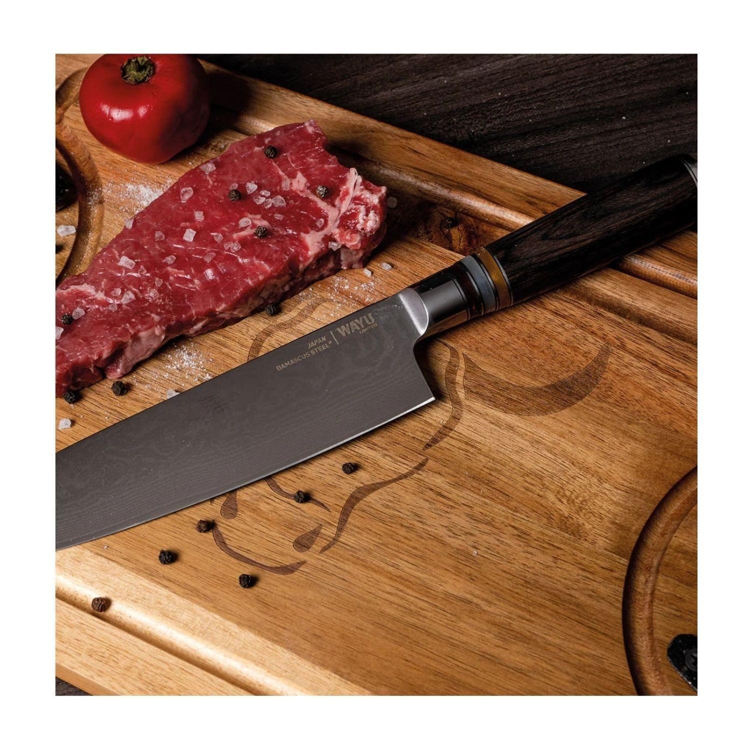 Cuchillo Damascus Brown Pakka Wayu Limited 33CM Resistente-5