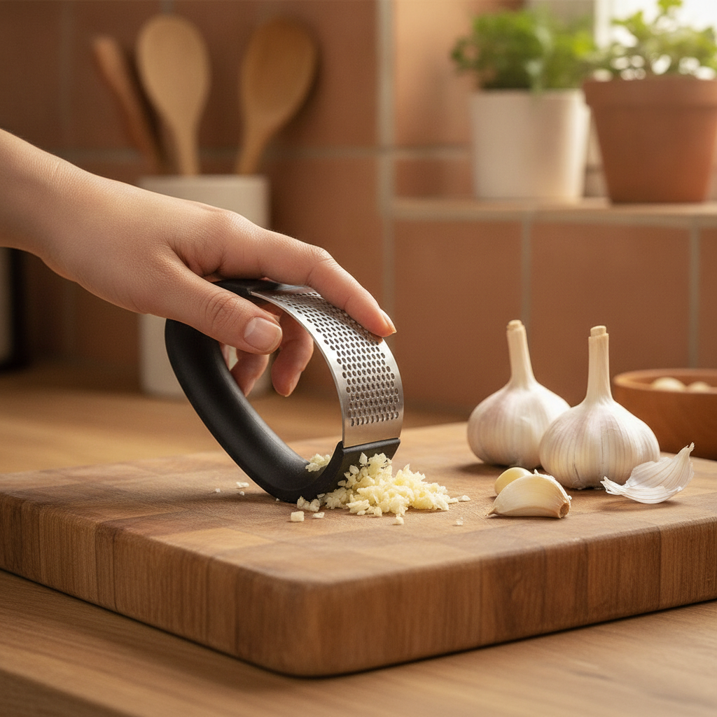 Prensa Ajos Manual Acero Inoxidable Picador Roller Cocina-1