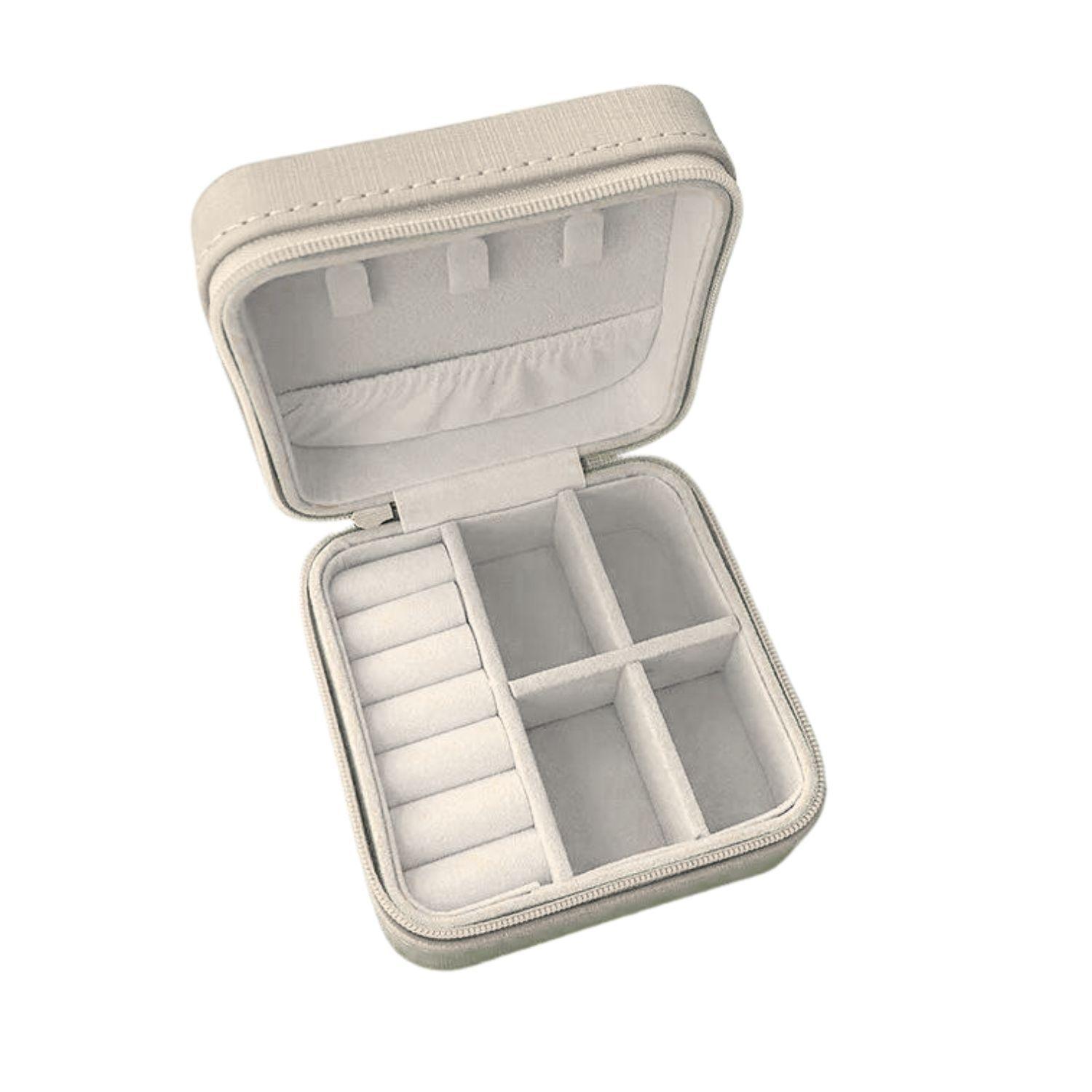 Estuche Organizador Joyas Cuadrado 10cm Joyero Blanco Aros-3