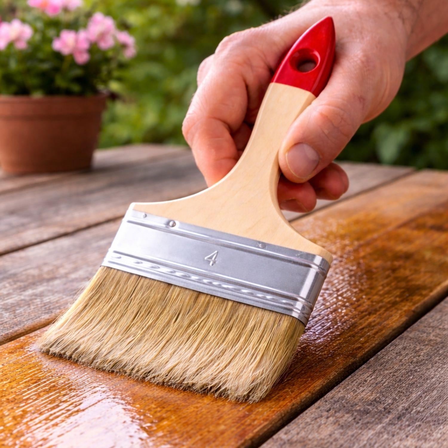 Brocha Mango Madera 4 Pulgadas Para Pintar Construcción-2