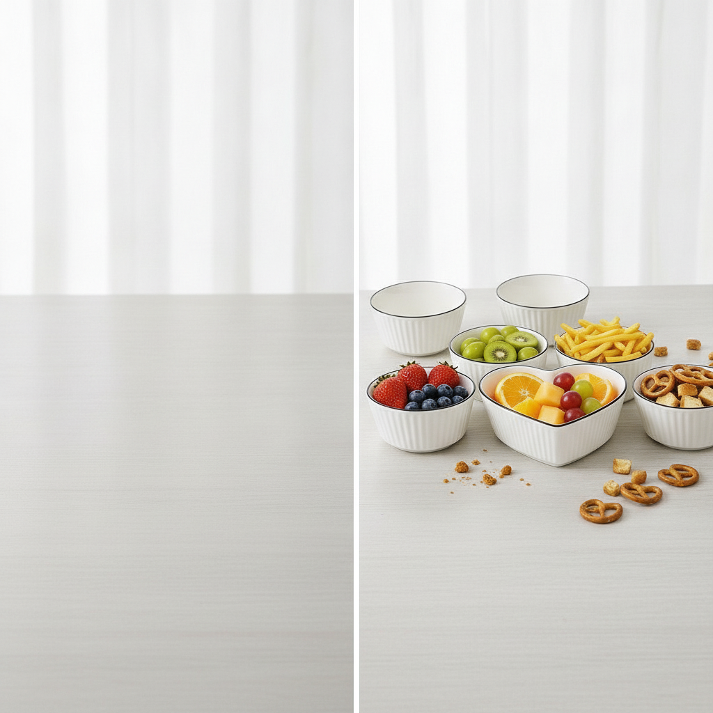 Set Bowl Ceramica 5 Piezas Bowls Blancos Corazon Cocina-7