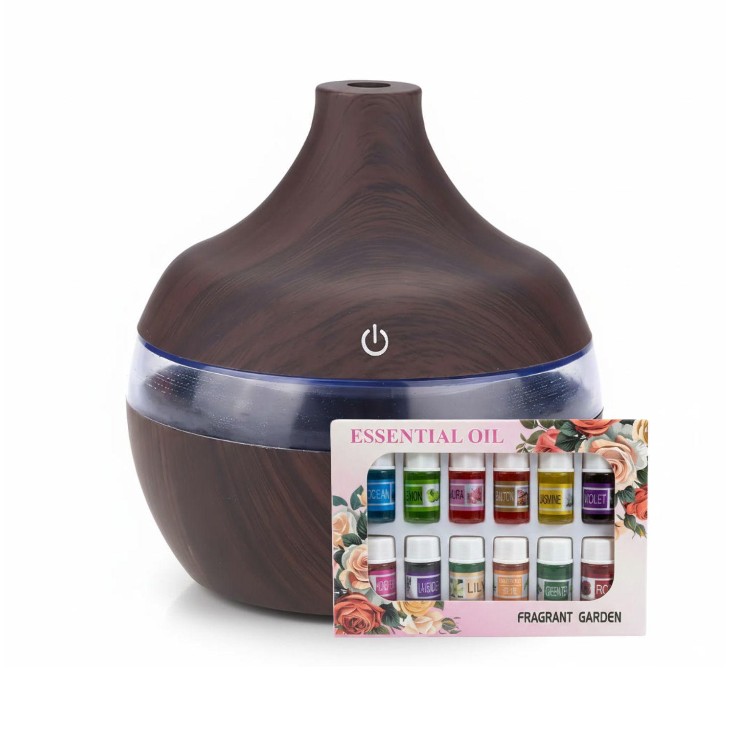 Pack Humidificador Aromatizador 12 Escencias Forma Grano Madera Oscuro-0