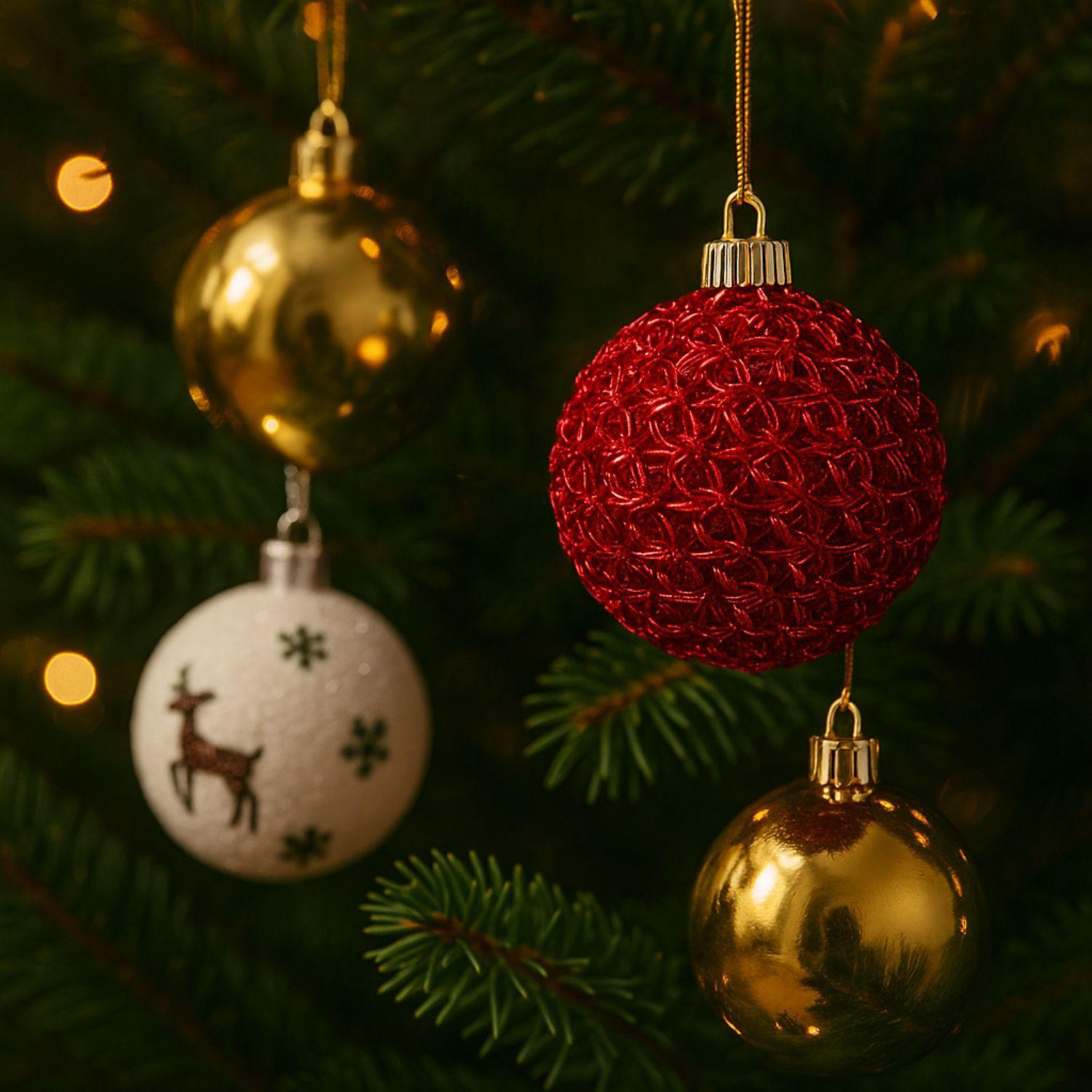 12 Esferas Navideñas Bambalinas 8cm Adorno Decoración Hogar-2