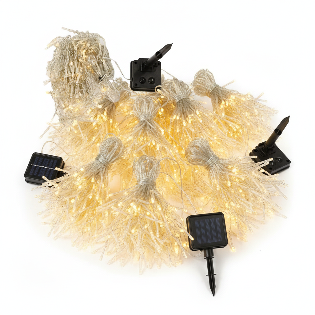 Luces Solares Cascada 120 LED 6M Luz Cálida Exterior Navidad-7