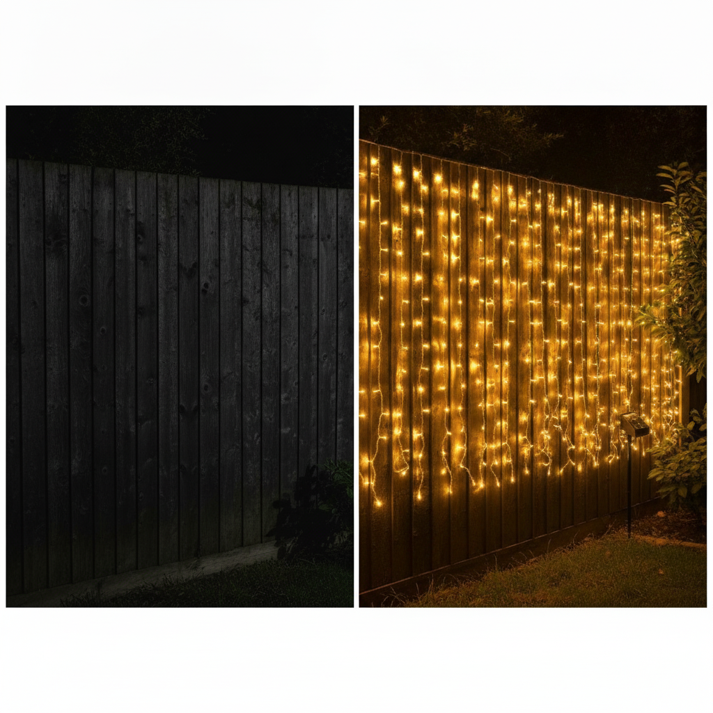 Luces Solares Cascada 120 LED 6M Luz Cálida Exterior Navidad-8